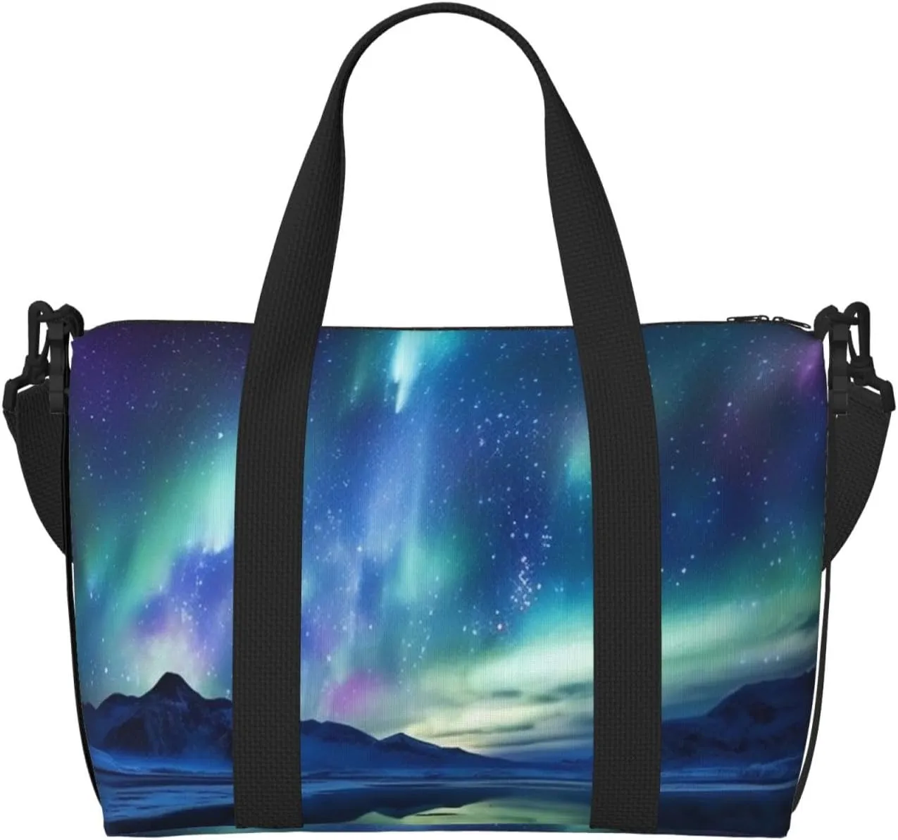 Sports Gym Bag for Women Men Travel Duffel Bag Tote Northern Lights Weekender Bag Canvas Carry on Overnight Bag for Travel Swimming Fitness Workout Sports Duffle Bag