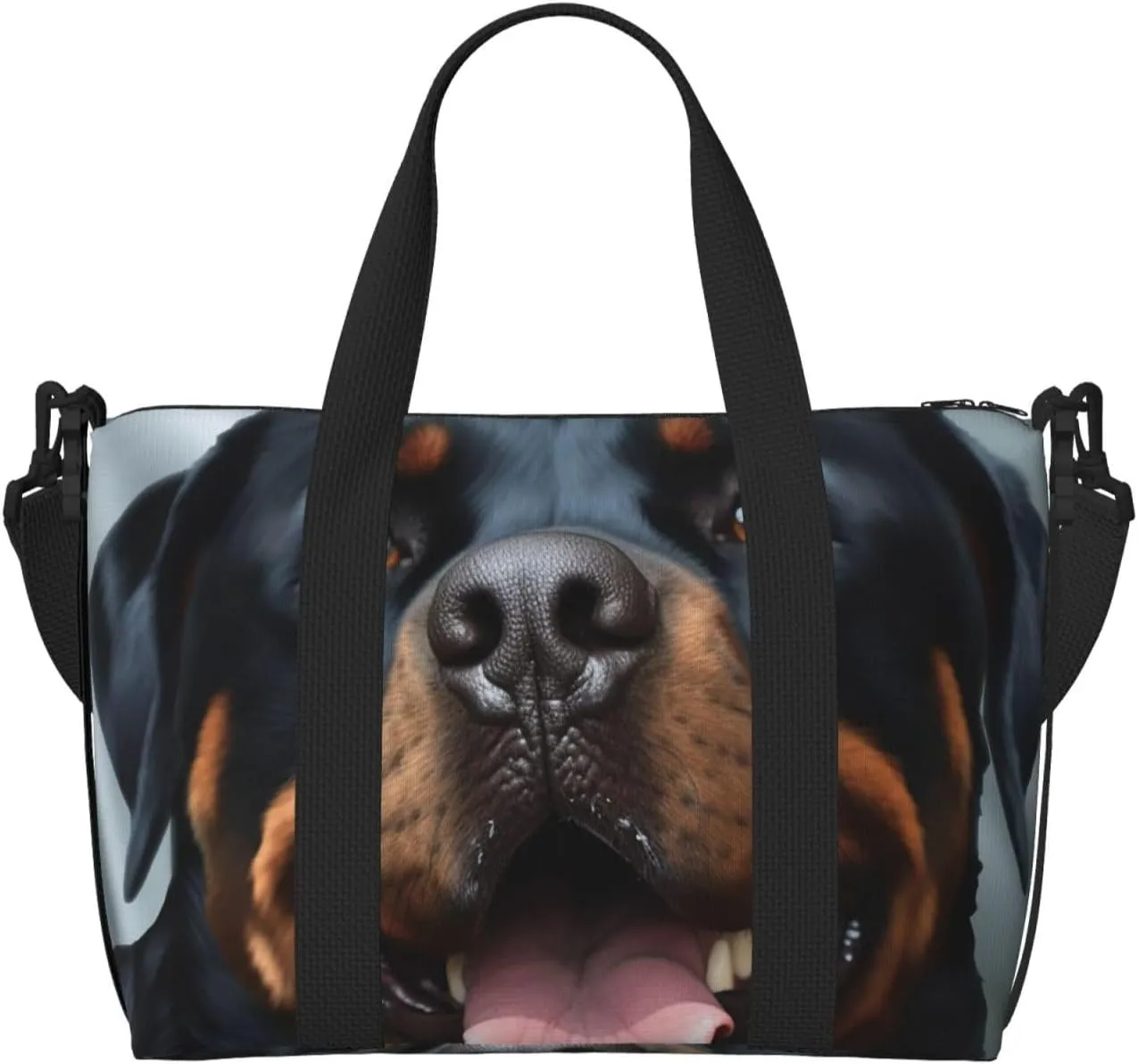 Sports Gym Bag for Women Men Travel Duffel Bag Tote Rottweiler dogs tongue head Weekender Bag Canvas Carry on Overnight Bag for Travel Swimming Fitness Workout Sports Duffle Bag