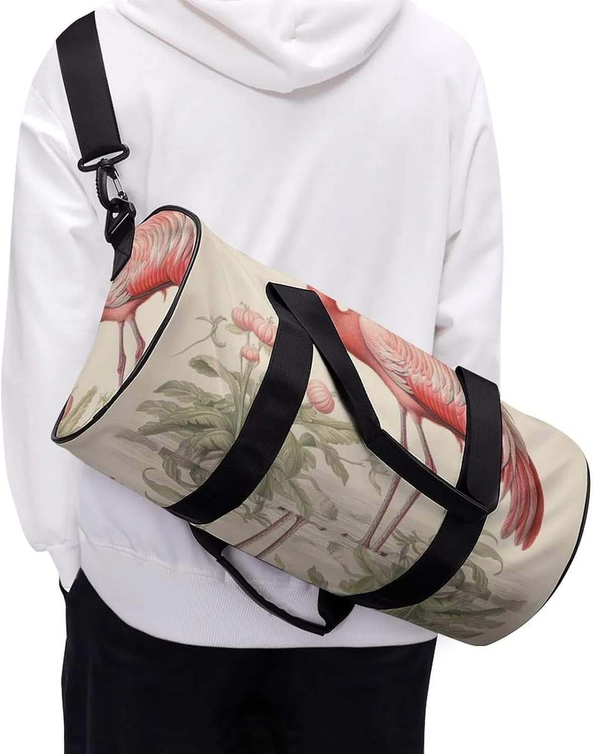 Sports Gym Bag for Women Men Travel Duffel Bag Tote Weekender Bag Art Flamingo Carry on Overnight Bag for Travel Swimming Fitness Workout Sports Duffle Bag