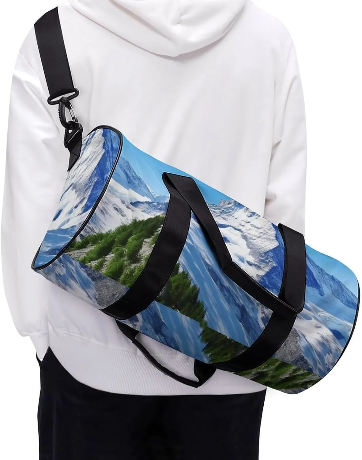 Sports Gym Bag for Women Men Travel Duffel Bag Tote Weekender Bag Beautiful Snow Mountain2 Carry on Overnight Bag for Travel Swimming Fitness Workout Sports Duffle Bag