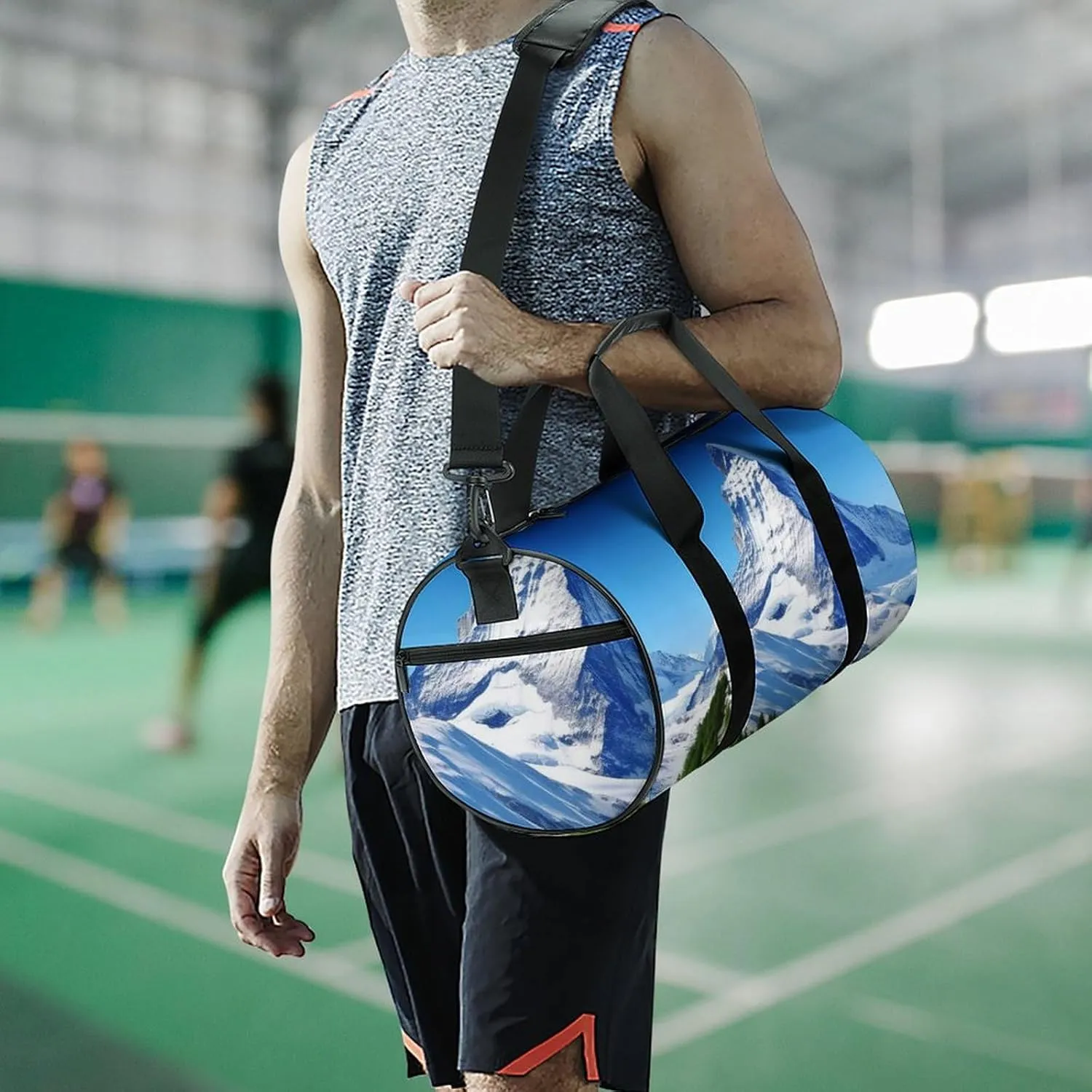 Sports Gym Bag for Women Men Travel Duffel Bag Tote Weekender Bag Beautiful Snow Mountain2 Carry on Overnight Bag for Travel Swimming Fitness Workout Sports Duffle Bag