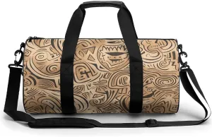 Sports Gym Bag for Women Men Travel Duffel Bag Tote Weekender Bag Beige Hand-Painted Carry on Overnight Bag for Travel Swimming Fitness Workout Sports Duffle Bag
