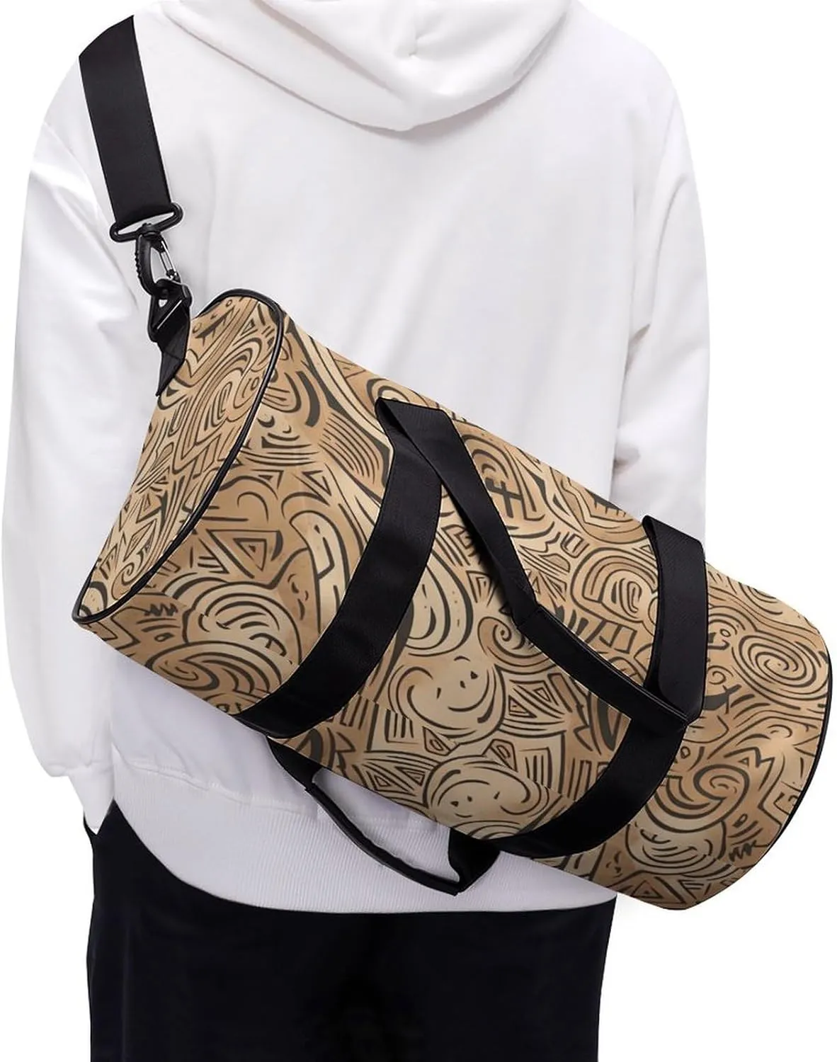 Sports Gym Bag for Women Men Travel Duffel Bag Tote Weekender Bag Beige Hand-Painted Carry on Overnight Bag for Travel Swimming Fitness Workout Sports Duffle Bag