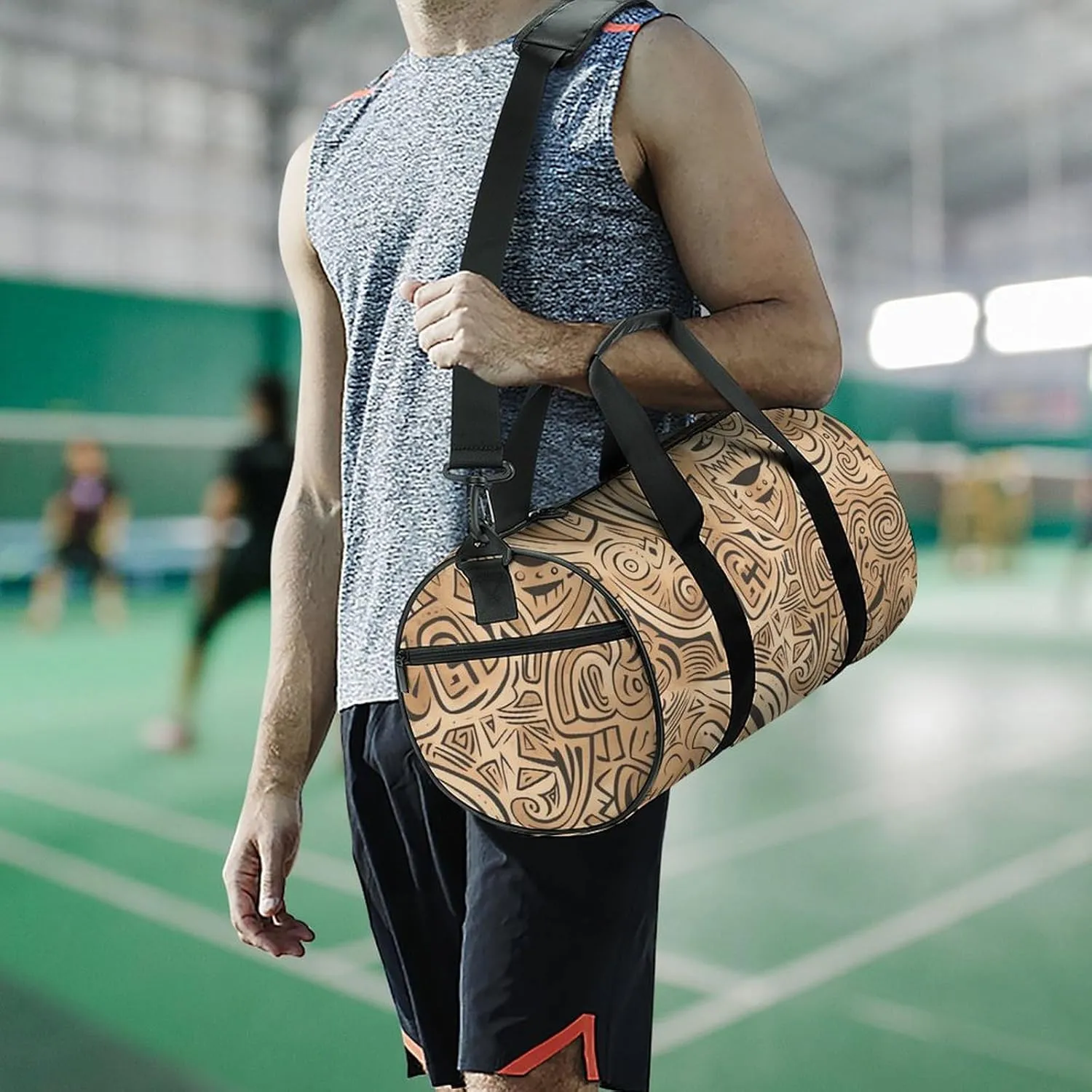 Sports Gym Bag for Women Men Travel Duffel Bag Tote Weekender Bag Beige Hand-Painted Carry on Overnight Bag for Travel Swimming Fitness Workout Sports Duffle Bag
