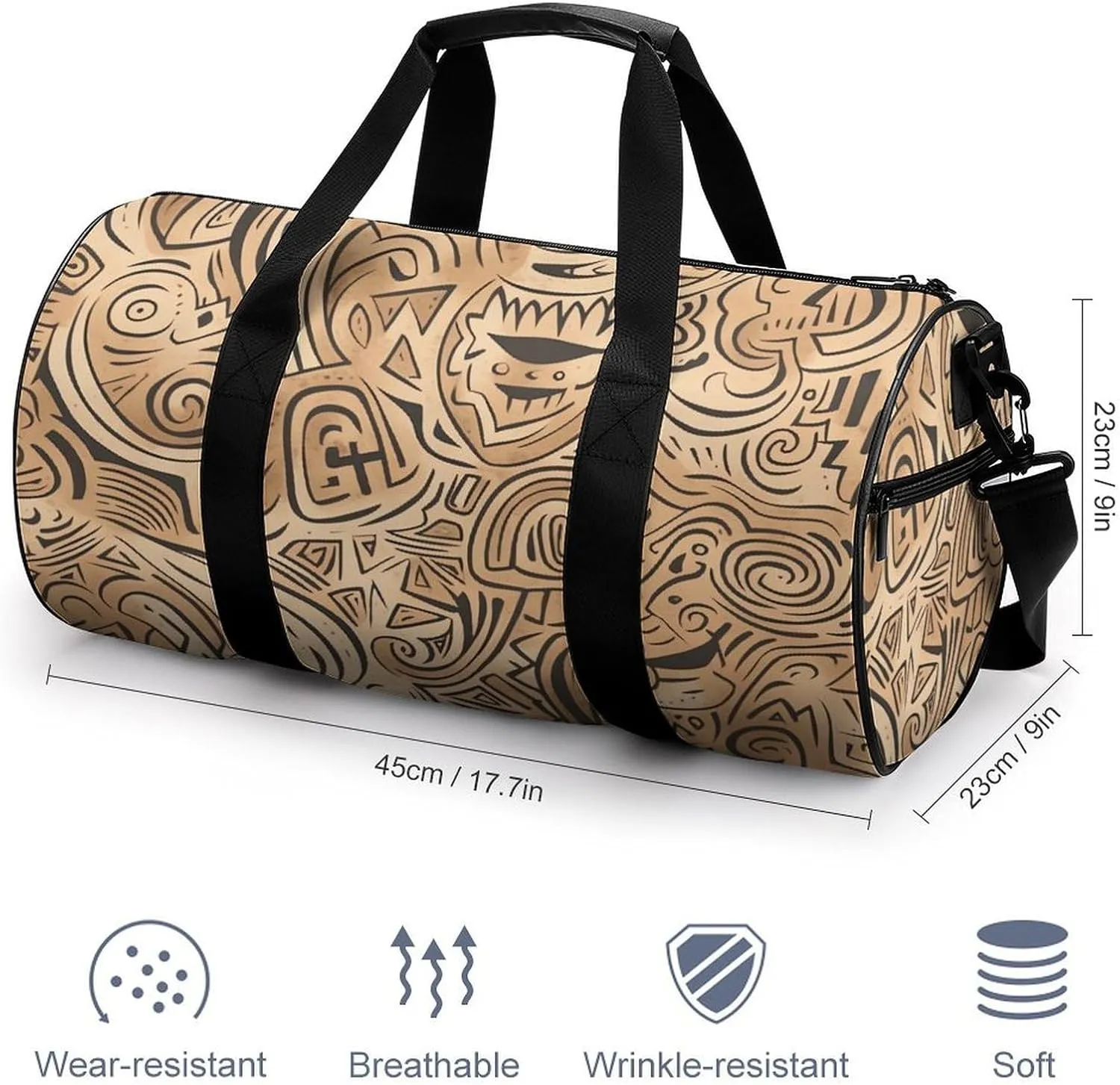Sports Gym Bag for Women Men Travel Duffel Bag Tote Weekender Bag Beige Hand-Painted Carry on Overnight Bag for Travel Swimming Fitness Workout Sports Duffle Bag