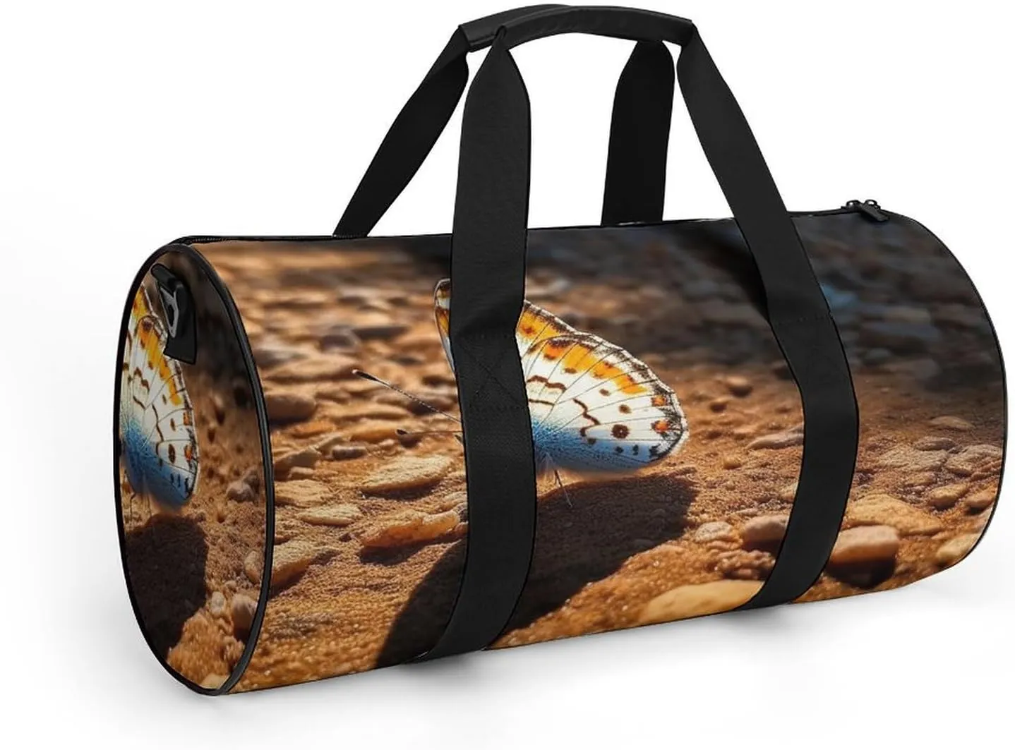 Sports Gym Bag for Women Men Travel Duffel Bag Tote Weekender Bag Butterfly on The Road Carry on Overnight Bag for Travel Swimming Fitness Workout Sports Duffle Bag