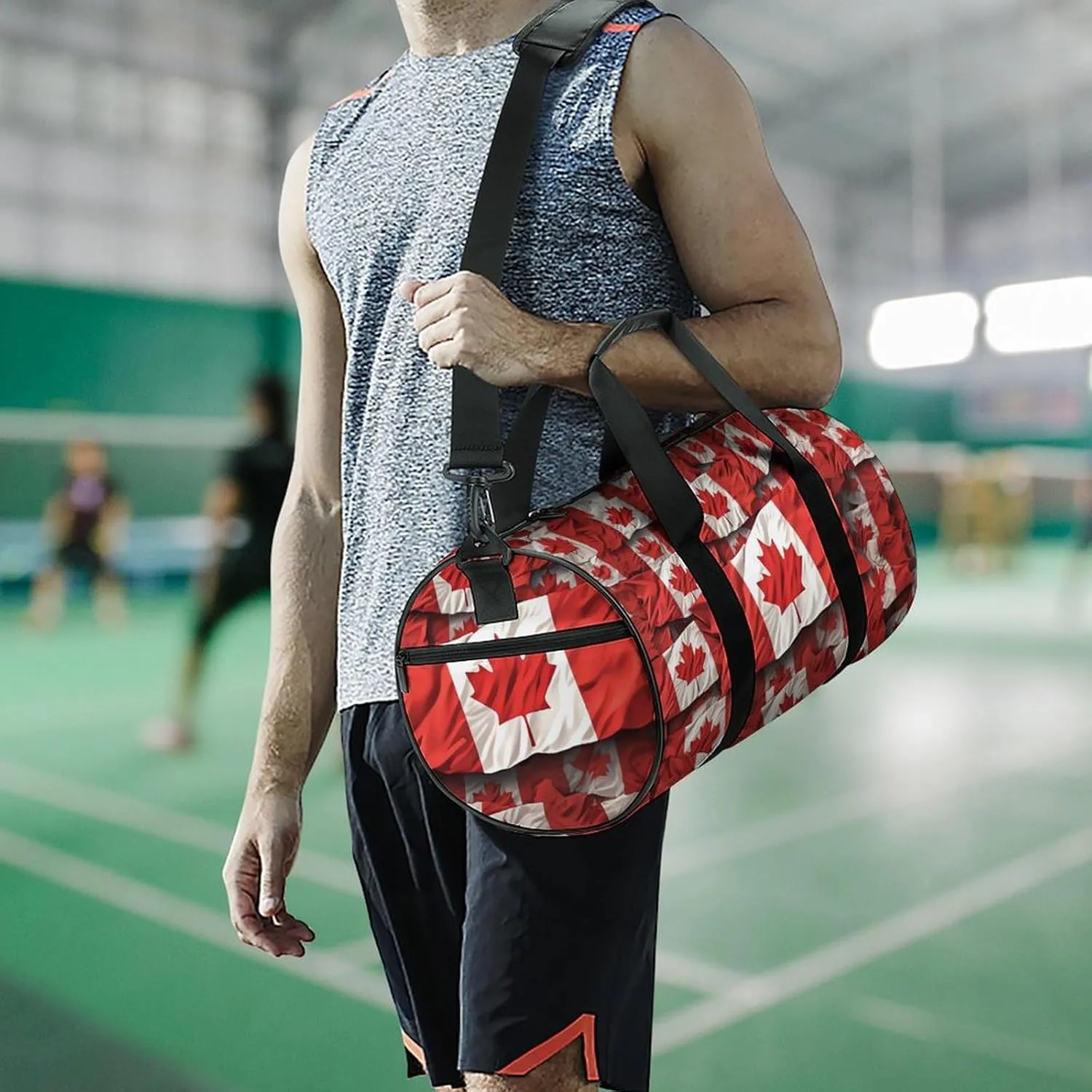 Sports Gym Bag for Women Men Travel Duffel Bag Tote Weekender Bag Canadian Flag Carry on Overnight Bag for Travel Swimming Fitness Workout Sports Duffle Bag