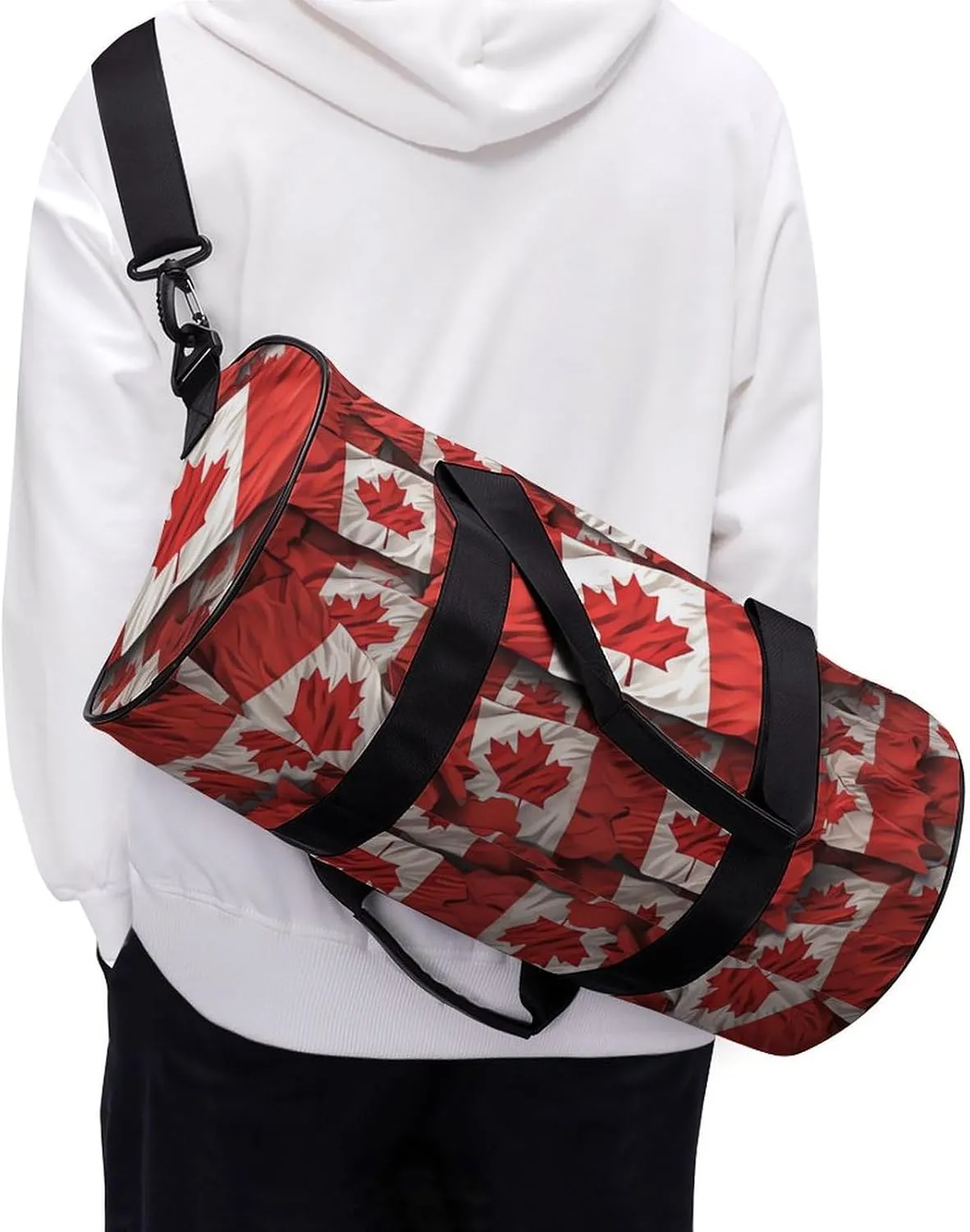 Sports Gym Bag for Women Men Travel Duffel Bag Tote Weekender Bag Canadian Flag Carry on Overnight Bag for Travel Swimming Fitness Workout Sports Duffle Bag