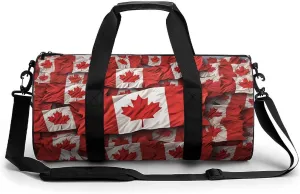 Sports Gym Bag for Women Men Travel Duffel Bag Tote Weekender Bag Canadian Flag Carry on Overnight Bag for Travel Swimming Fitness Workout Sports Duffle Bag