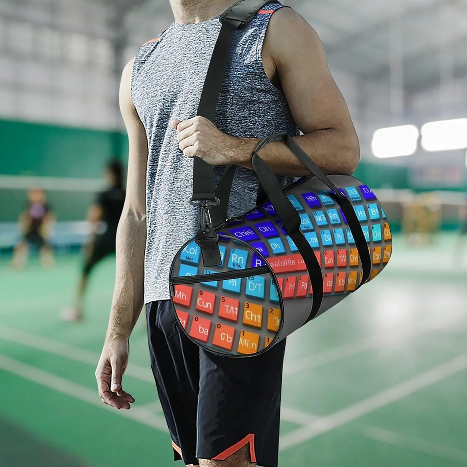Sports Gym Bag for Women Men Travel Duffel Bag Tote Weekender Bag Chemical Periodic Table Carry on Overnight Bag for Travel Swimming Fitness Workout Sports Duffle Bag