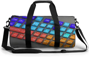 Sports Gym Bag for Women Men Travel Duffel Bag Tote Weekender Bag Chemical Periodic Table Carry on Overnight Bag for Travel Swimming Fitness Workout Sports Duffle Bag