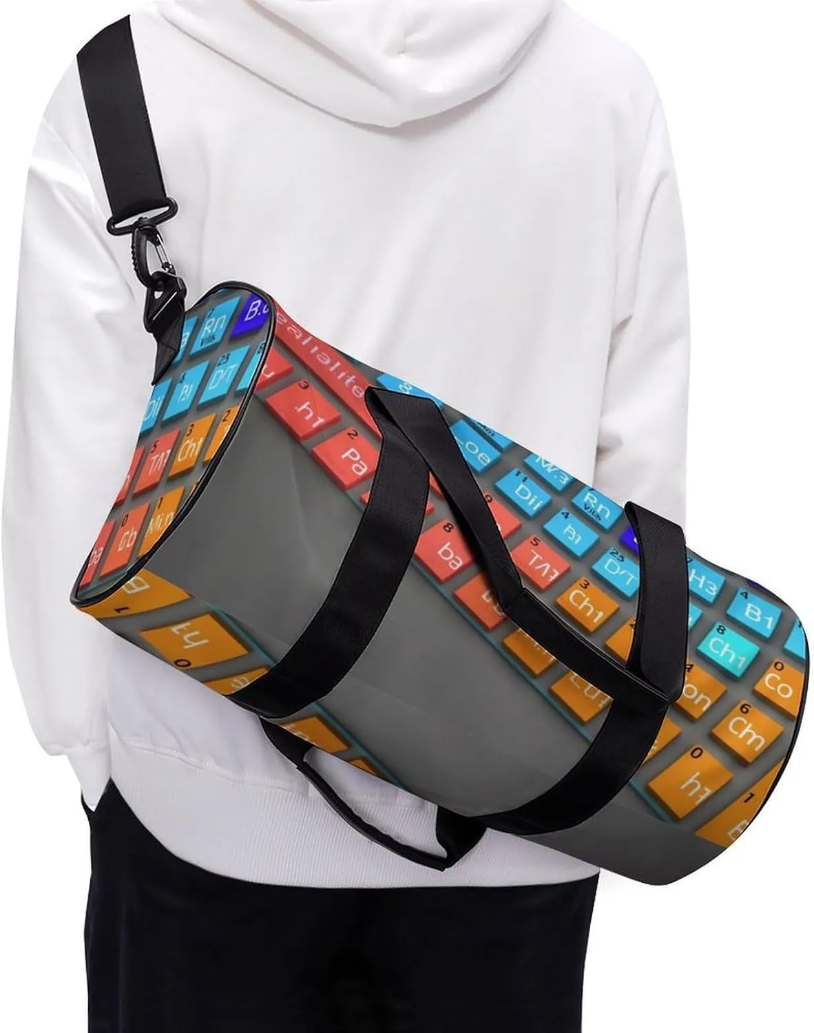Sports Gym Bag for Women Men Travel Duffel Bag Tote Weekender Bag Chemical Periodic Table Carry on Overnight Bag for Travel Swimming Fitness Workout Sports Duffle Bag