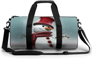 Sports Gym Bag for Women Men Travel Duffel Bag Tote Weekender Bag Christmas Snowman Carry on Overnight Bag for Travel Swimming Fitness Workout Sports Duffle Bag