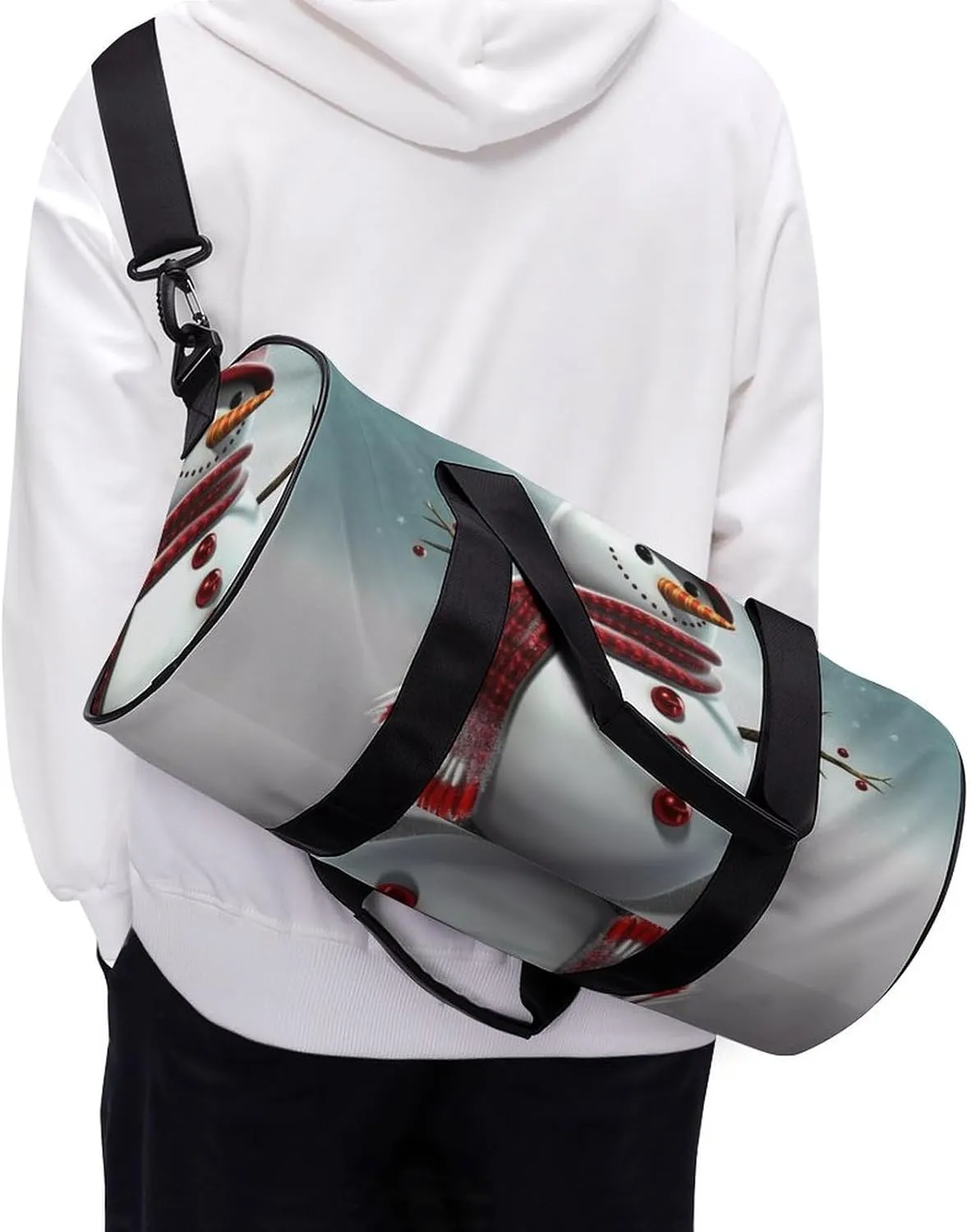 Sports Gym Bag for Women Men Travel Duffel Bag Tote Weekender Bag Christmas Snowman Carry on Overnight Bag for Travel Swimming Fitness Workout Sports Duffle Bag