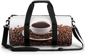 Sports Gym Bag for Women Men Travel Duffel Bag Tote Weekender Bag Coffee Beans & Cup Carry on Overnight Bag for Travel Swimming Fitness Workout Sports Duffle Bag