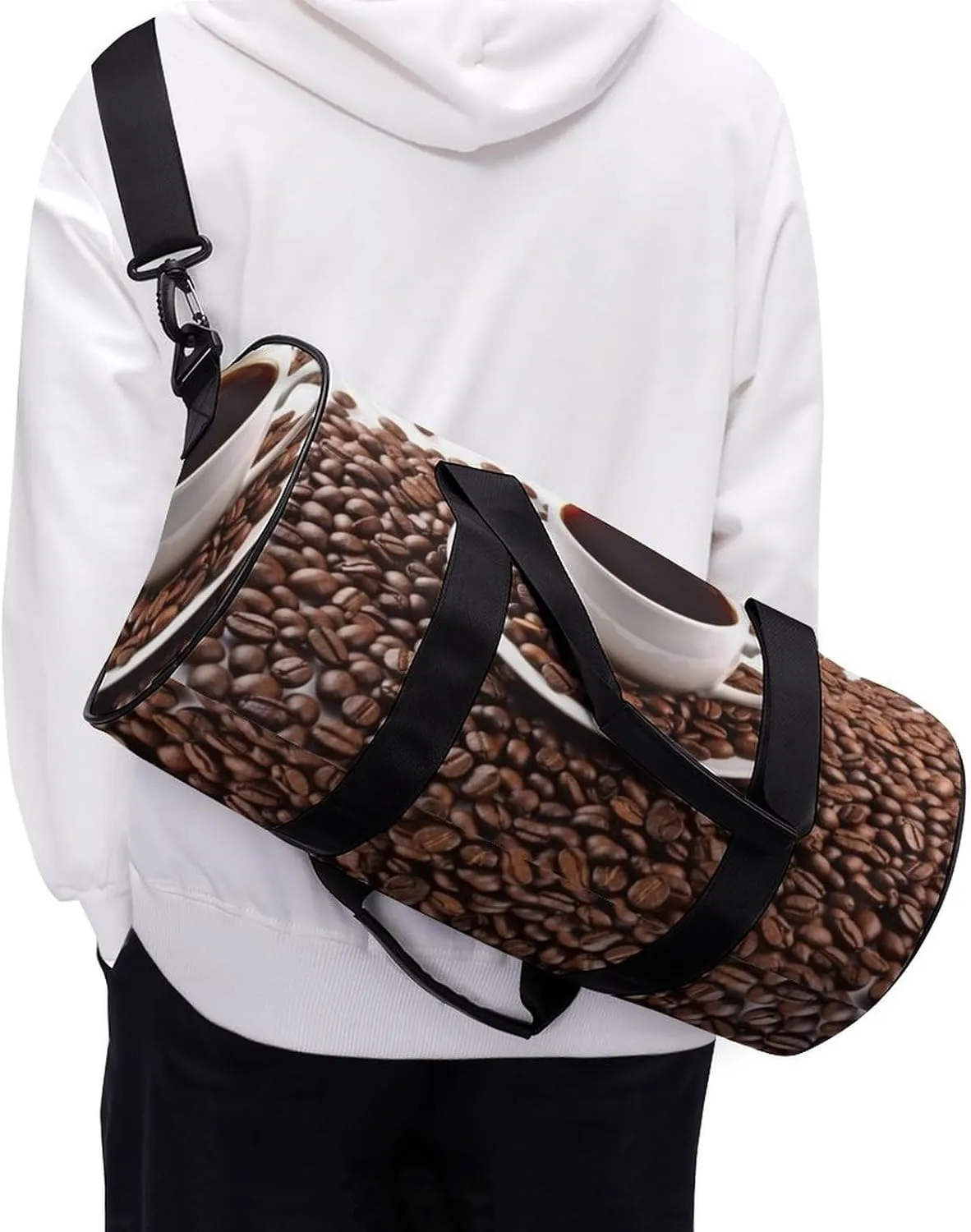 Sports Gym Bag for Women Men Travel Duffel Bag Tote Weekender Bag Coffee Beans & Cup Carry on Overnight Bag for Travel Swimming Fitness Workout Sports Duffle Bag