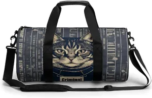 Sports Gym Bag for Women Men Travel Duffel Bag Tote Weekender Bag Criminal Cat Pictures Carry on Overnight Bag for Travel Swimming Fitness Workout Sports Duffle Bag