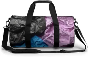 Sports Gym Bag for Women Men Travel Duffel Bag Tote Weekender Bag Crumpled Paper Carry on Overnight Bag for Travel Swimming Fitness Workout Sports Duffle Bag