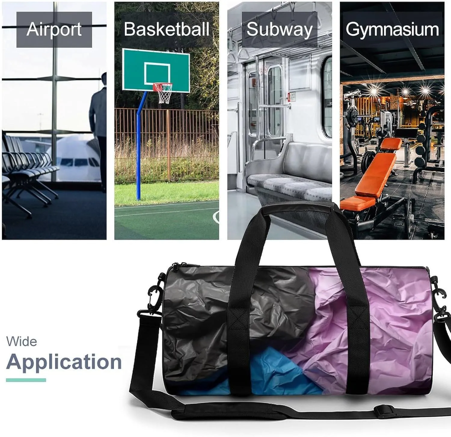 Sports Gym Bag for Women Men Travel Duffel Bag Tote Weekender Bag Crumpled Paper Carry on Overnight Bag for Travel Swimming Fitness Workout Sports Duffle Bag