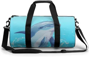 Sports Gym Bag for Women Men Travel Duffel Bag Tote Weekender Bag Cute Dolphins Carry on Overnight Bag for Travel Swimming Fitness Workout Sports Duffle Bag
