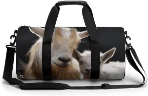 Sports Gym Bag for Women Men Travel Duffel Bag Tote Weekender Bag Cute Goat Baby with Mother Carry on Overnight Bag for Travel Swimming Fitness Workout Sports Duffle Bag