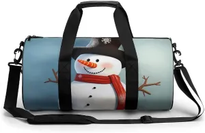 Sports Gym Bag for Women Men Travel Duffel Bag Tote Weekender Bag Cute Snowman Carry on Overnight Bag for Travel Swimming Fitness Workout Sports Duffle Bag