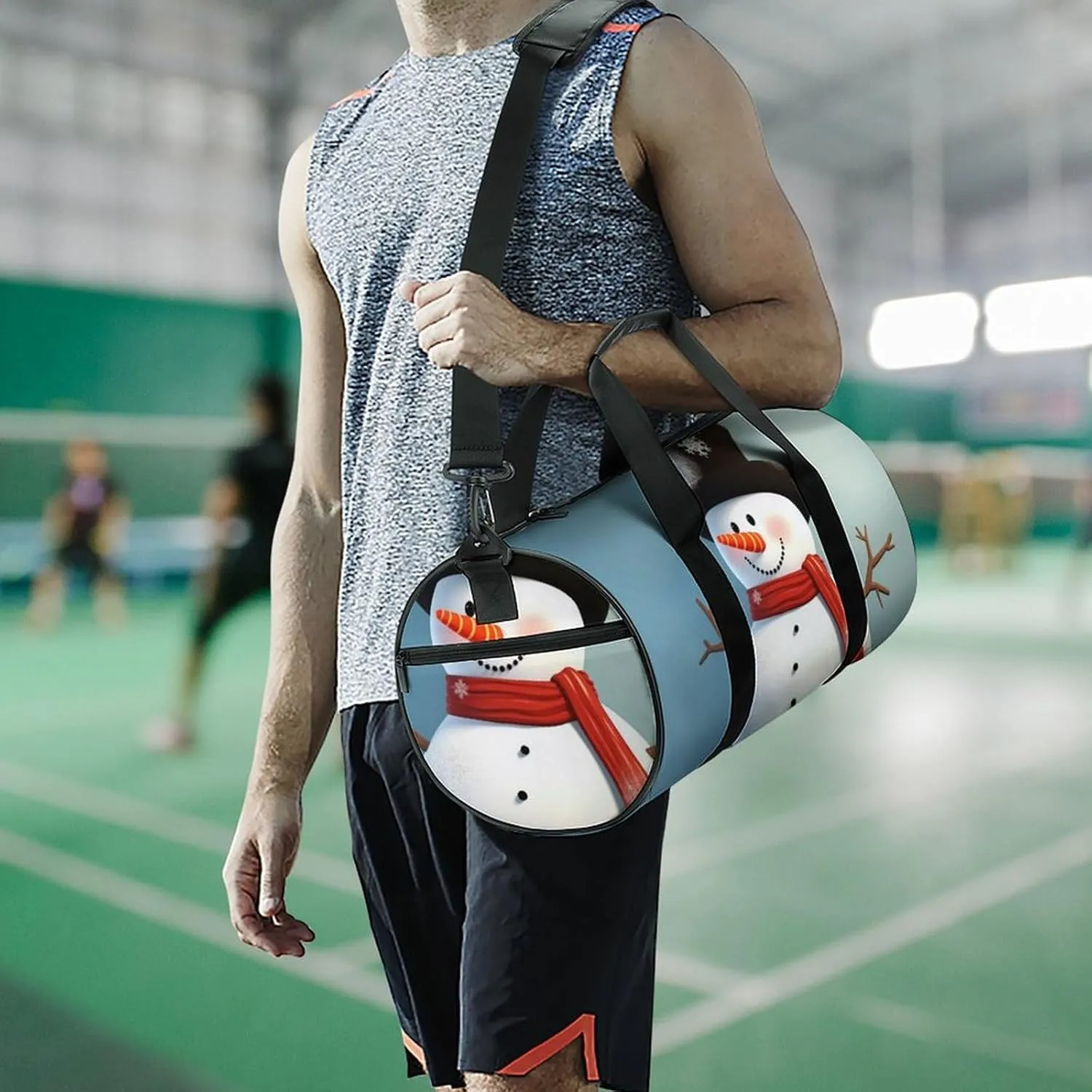 Sports Gym Bag for Women Men Travel Duffel Bag Tote Weekender Bag Cute Snowman Carry on Overnight Bag for Travel Swimming Fitness Workout Sports Duffle Bag