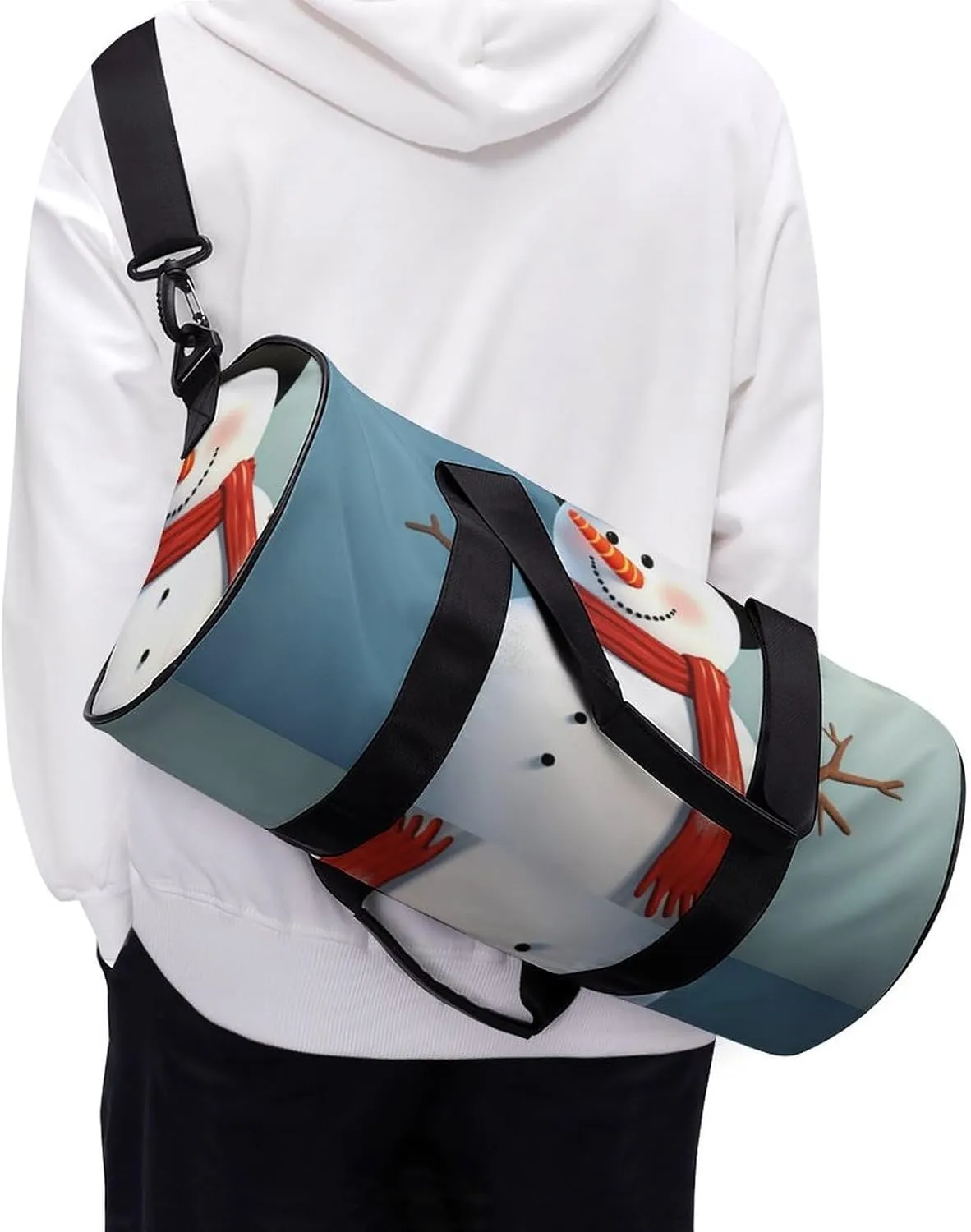 Sports Gym Bag for Women Men Travel Duffel Bag Tote Weekender Bag Cute Snowman Carry on Overnight Bag for Travel Swimming Fitness Workout Sports Duffle Bag