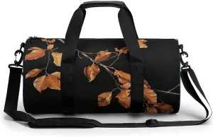 Sports Gym Bag for Women Men Travel Duffel Bag Tote Weekender Bag Dark Leaves Pictures Carry on Overnight Bag for Travel Swimming Fitness Workout Sports Duffle Bag