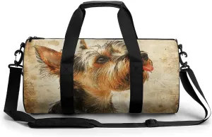 Sports Gym Bag for Women Men Travel Duffel Bag Tote Weekender Bag Dog Sticking Out Tongue Carry on Overnight Bag for Travel Swimming Fitness Workout Sports Duffle Bag