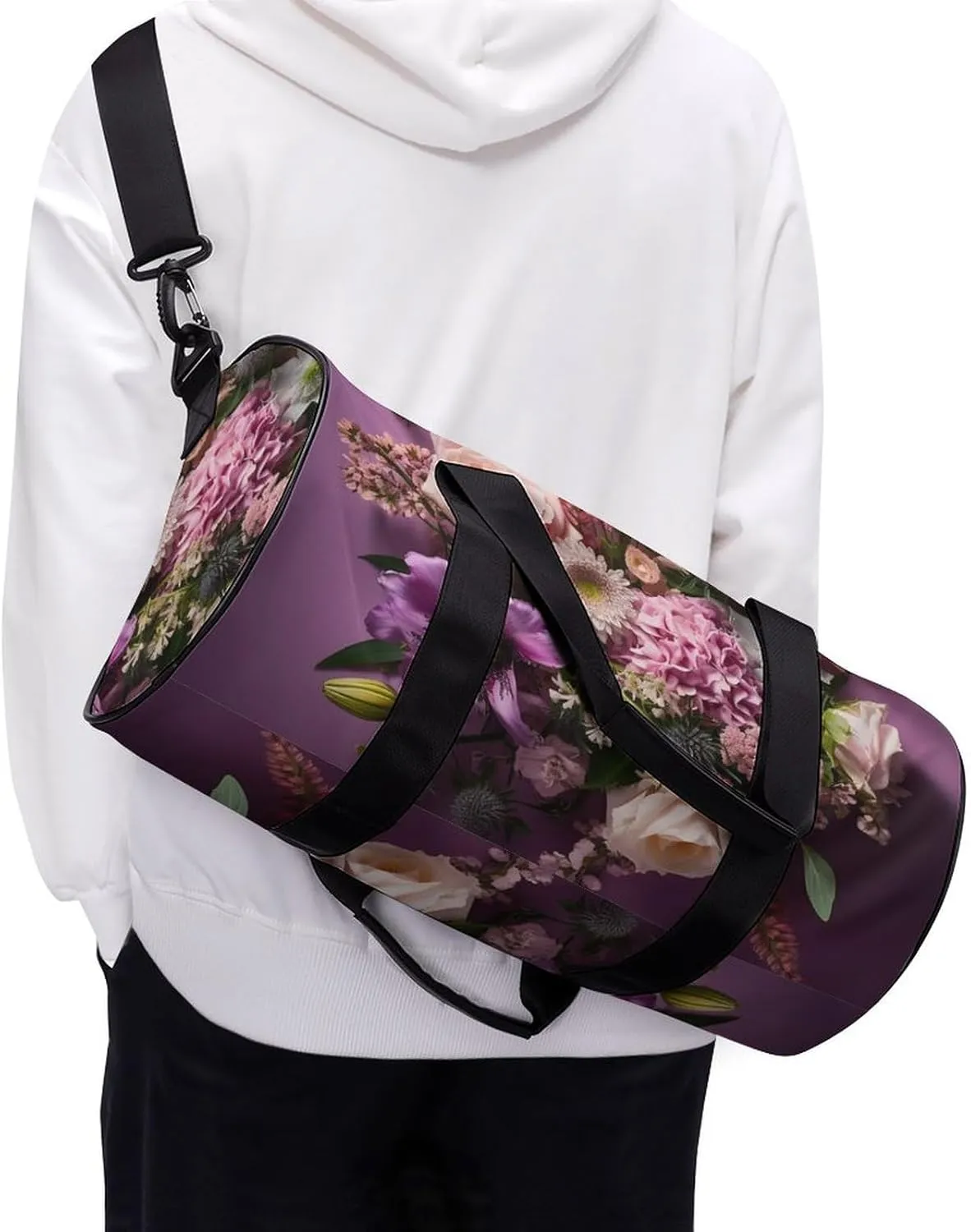 Sports Gym Bag for Women Men Travel Duffel Bag Tote Weekender Bag Flower Arrangement Carry on Overnight Bag for Travel Swimming Fitness Workout Sports Duffle Bag