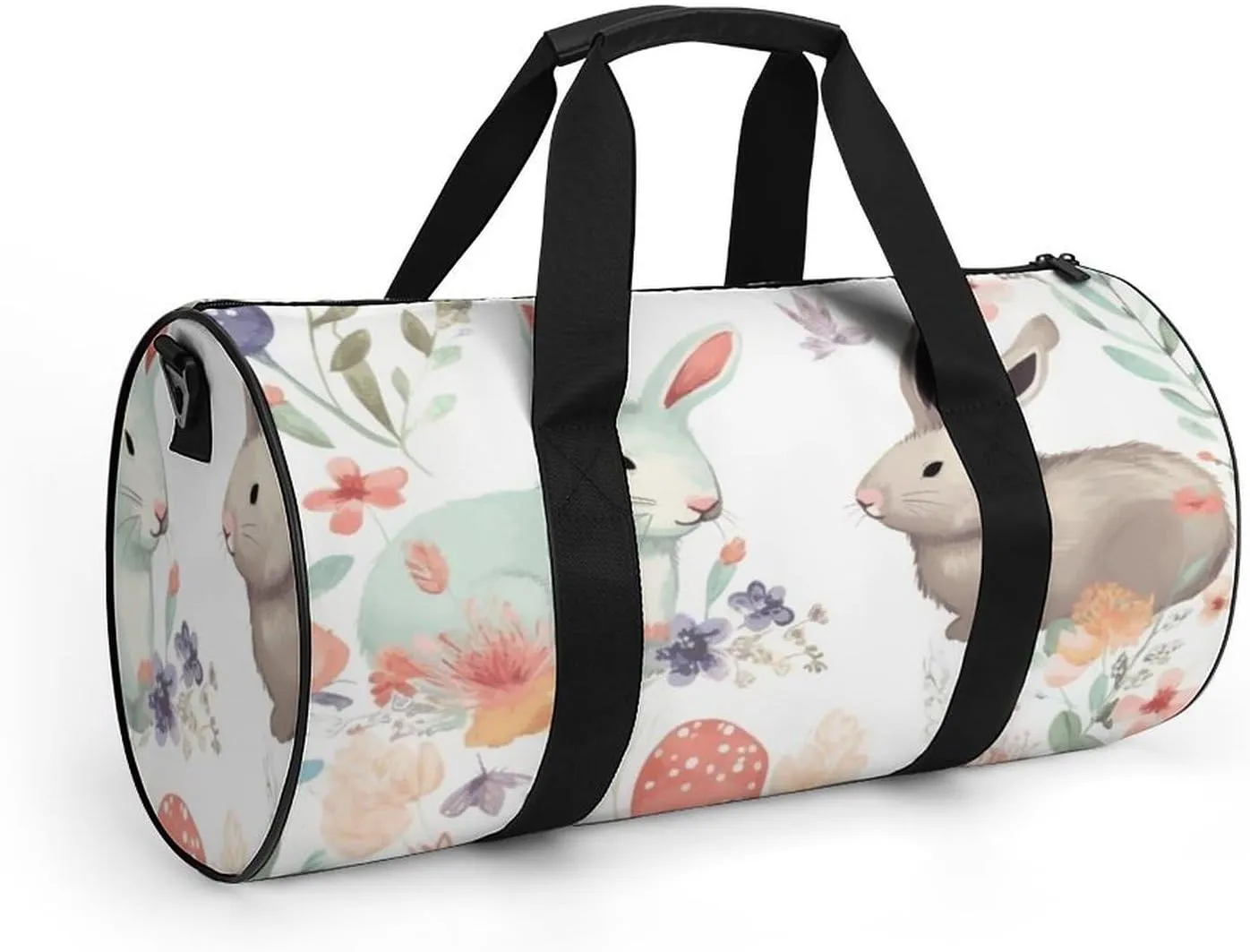 Sports Gym Bag for Women Men Travel Duffel Bag Tote Weekender Bag Flowers Bunnies Birds Carry on Overnight Bag for Travel Swimming Fitness Workout Sports Duffle Bag