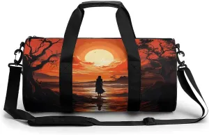 Sports Gym Bag for Women Men Travel Duffel Bag Tote Weekender Bag Flowing Silhouette Carry on Overnight Bag for Travel Swimming Fitness Workout Sports Duffle Bag