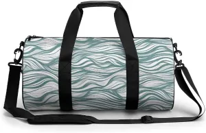 Sports Gym Bag for Women Men Travel Duffel Bag Tote Weekender Bag Green Wavy Stripe Carry on Overnight Bag for Travel Swimming Fitness Workout Sports Duffle Bag