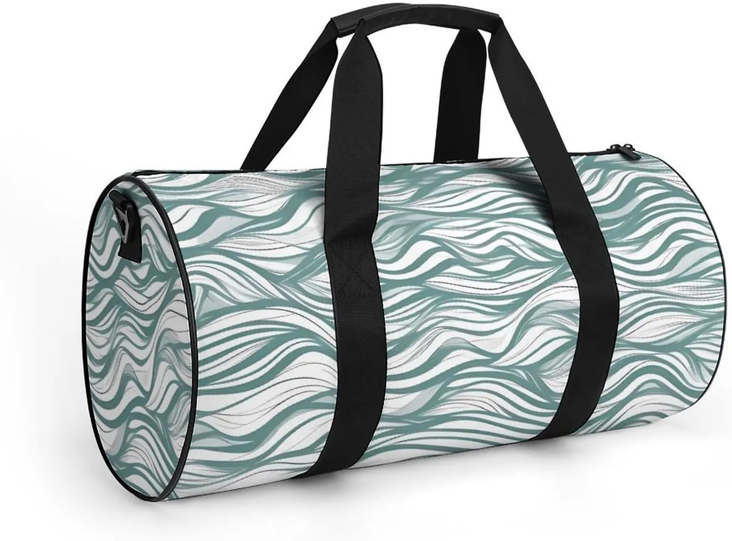 Sports Gym Bag for Women Men Travel Duffel Bag Tote Weekender Bag Green Wavy Stripe Carry on Overnight Bag for Travel Swimming Fitness Workout Sports Duffle Bag