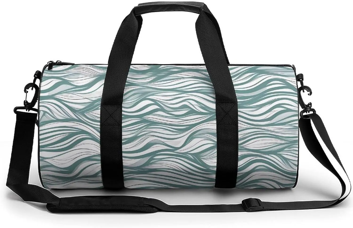 Sports Gym Bag for Women Men Travel Duffel Bag Tote Weekender Bag Green Wavy Stripe Carry on Overnight Bag for Travel Swimming Fitness Workout Sports Duffle Bag