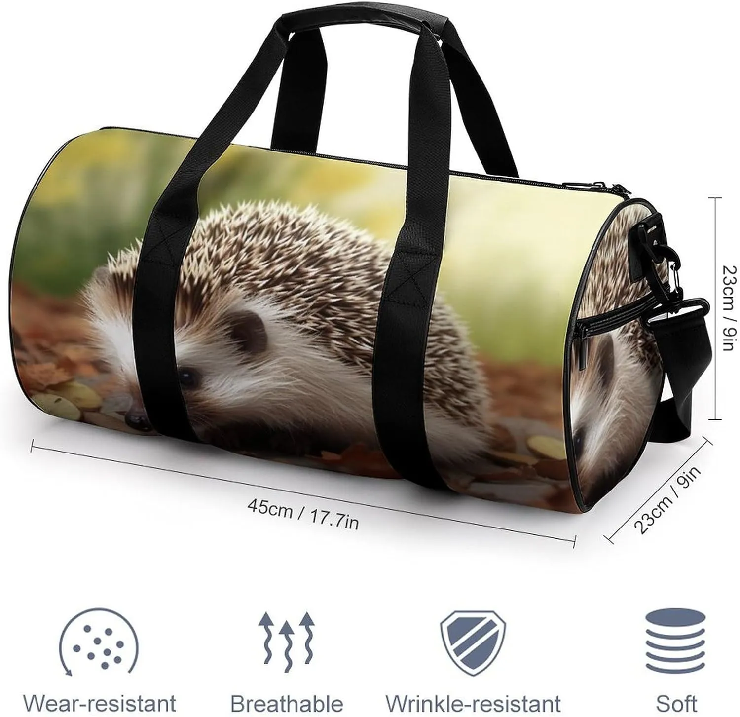 Sports Gym Bag for Women Men Travel Duffel Bag Tote Weekender Bag Hedgehog Carry on Overnight Bag for Travel Swimming Fitness Workout Sports Duffle Bag