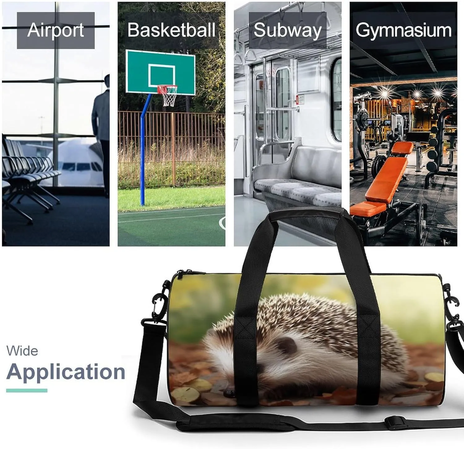 Sports Gym Bag for Women Men Travel Duffel Bag Tote Weekender Bag Hedgehog Carry on Overnight Bag for Travel Swimming Fitness Workout Sports Duffle Bag