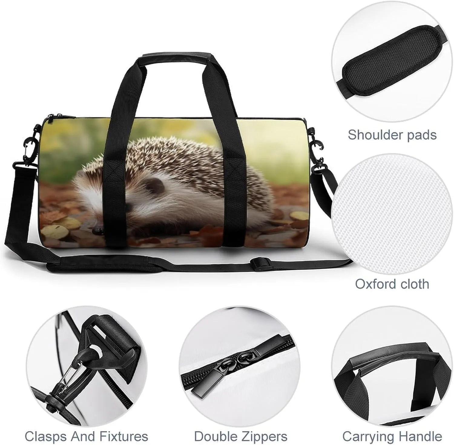 Sports Gym Bag for Women Men Travel Duffel Bag Tote Weekender Bag Hedgehog Carry on Overnight Bag for Travel Swimming Fitness Workout Sports Duffle Bag
