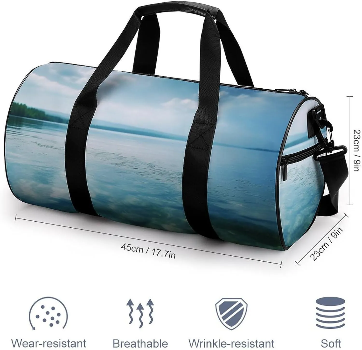 Sports Gym Bag for Women Men Travel Duffel Bag Tote Weekender Bag Lake Water Carry on Overnight Bag for Travel Swimming Fitness Workout Sports Duffle Bag