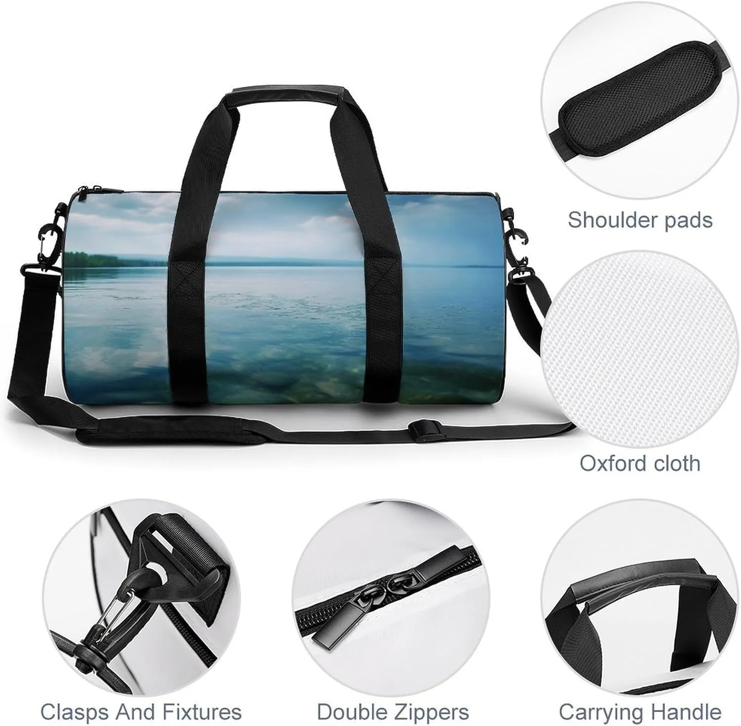Sports Gym Bag for Women Men Travel Duffel Bag Tote Weekender Bag Lake Water Carry on Overnight Bag for Travel Swimming Fitness Workout Sports Duffle Bag