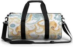 Sports Gym Bag for Women Men Travel Duffel Bag Tote Weekender Bag Light Yellow Fish Carry on Overnight Bag for Travel Swimming Fitness Workout Sports Duffle Bag