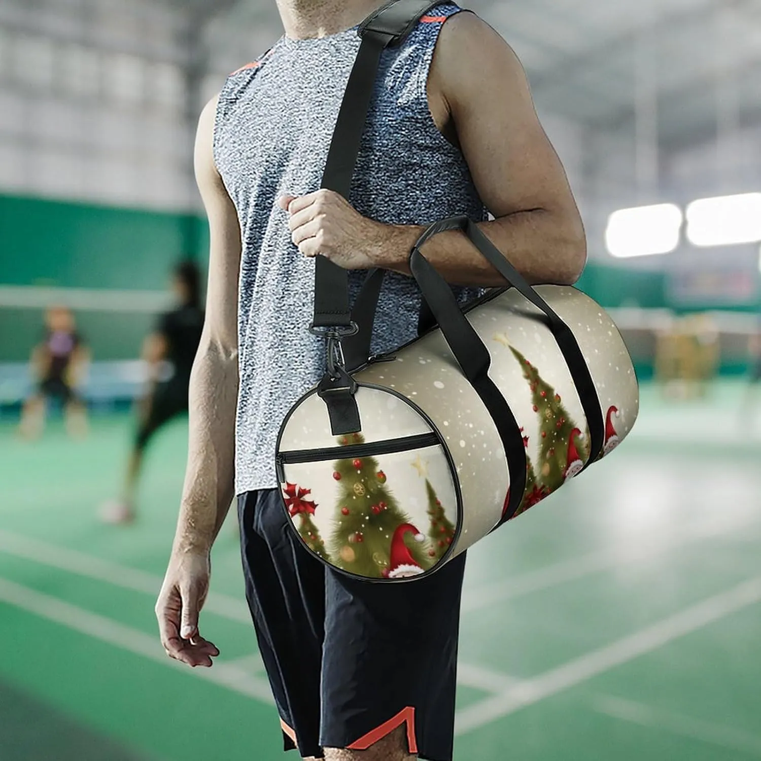Sports Gym Bag for Women Men Travel Duffel Bag Tote Weekender Bag Merry Christmas Carry on Overnight Bag for Travel Swimming Fitness Workout Sports Duffle Bag