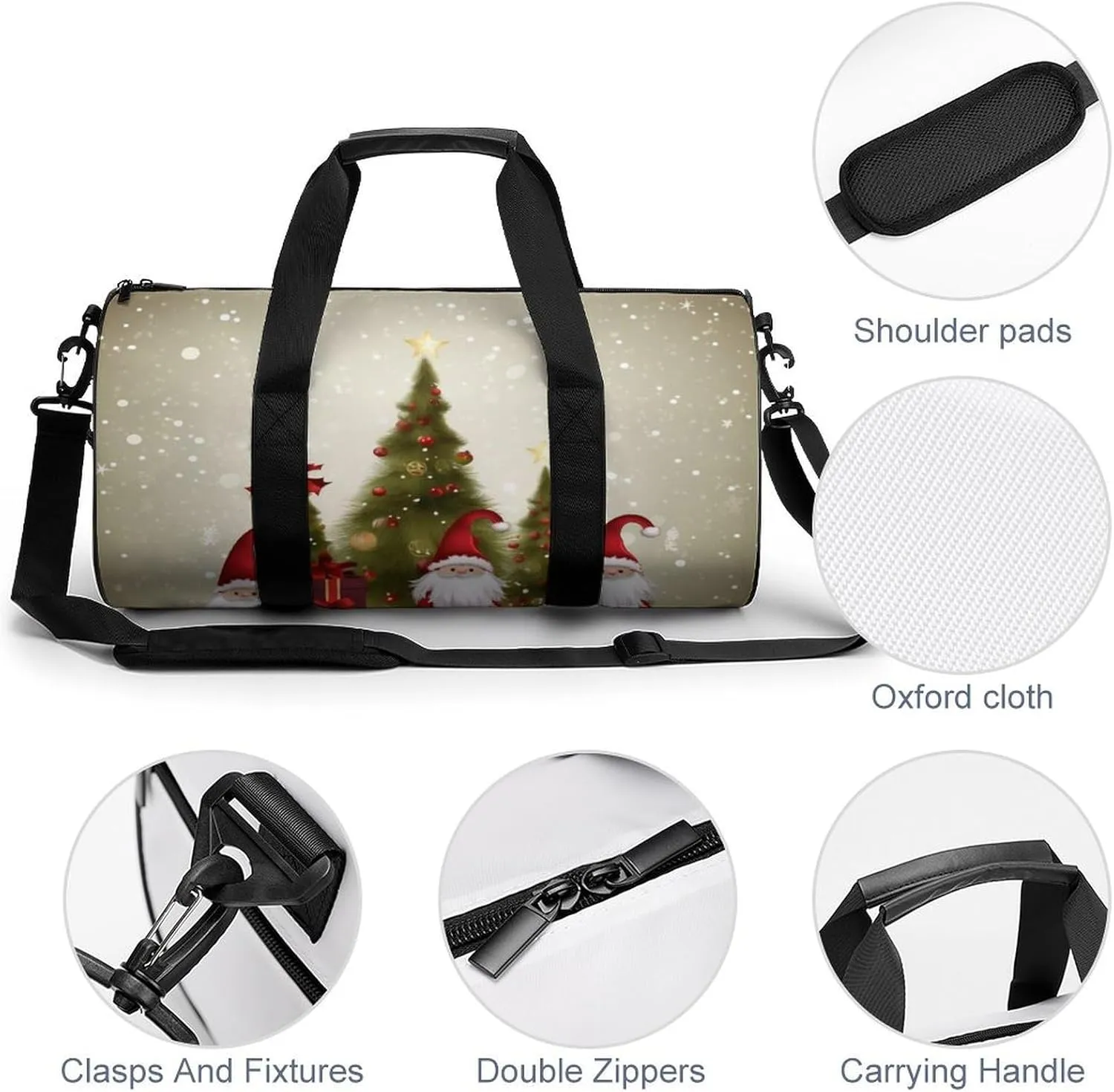 Sports Gym Bag for Women Men Travel Duffel Bag Tote Weekender Bag Merry Christmas Carry on Overnight Bag for Travel Swimming Fitness Workout Sports Duffle Bag