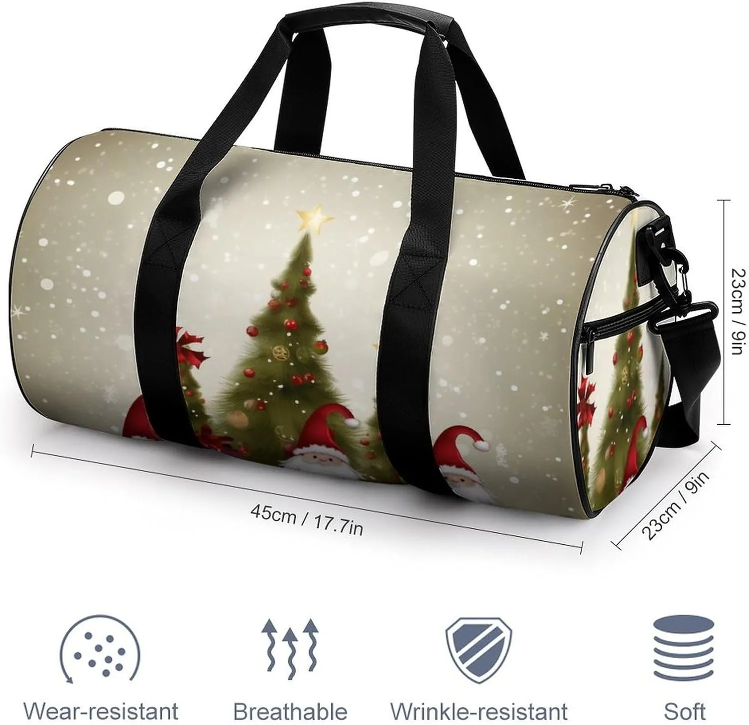 Sports Gym Bag for Women Men Travel Duffel Bag Tote Weekender Bag Merry Christmas Carry on Overnight Bag for Travel Swimming Fitness Workout Sports Duffle Bag