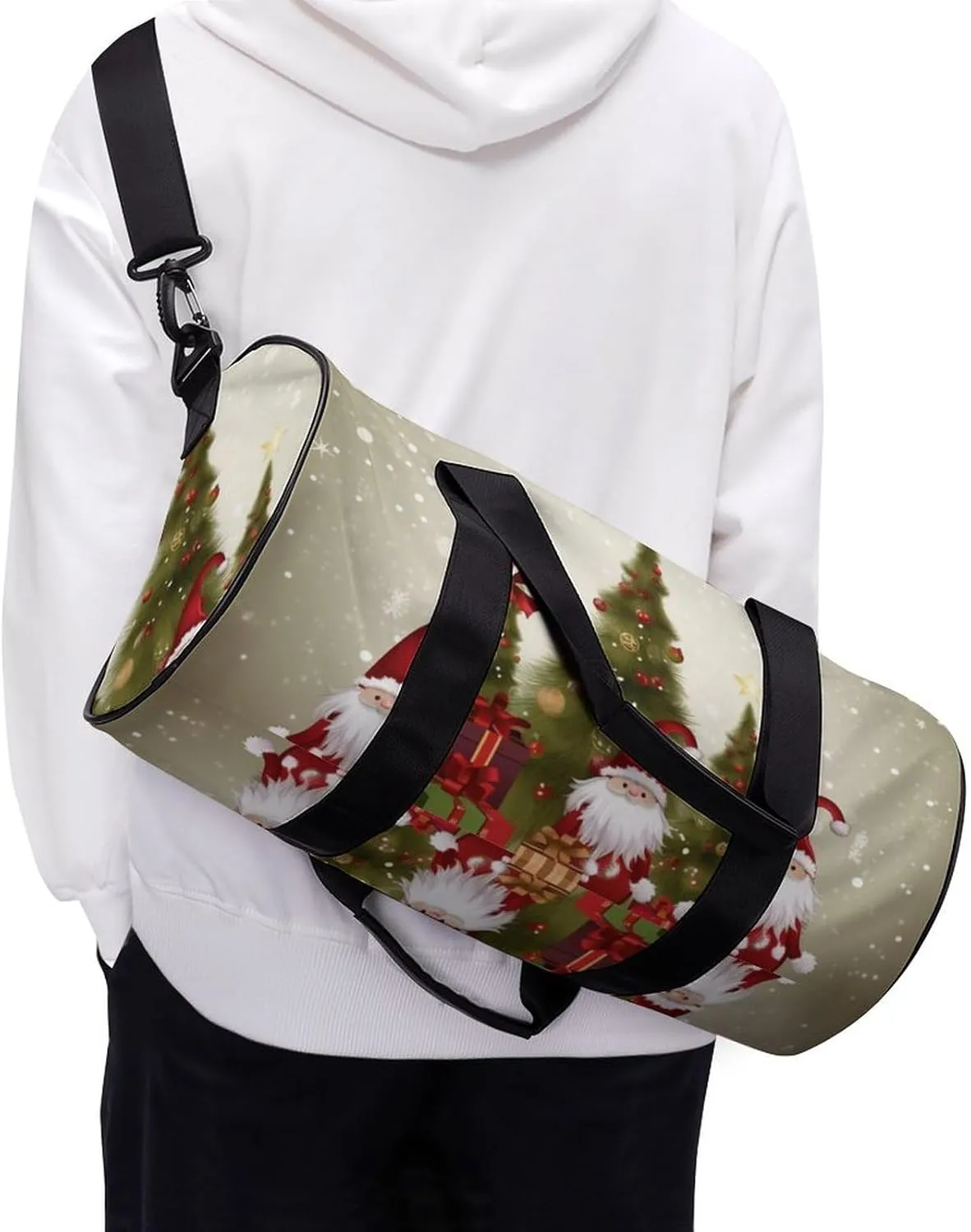 Sports Gym Bag for Women Men Travel Duffel Bag Tote Weekender Bag Merry Christmas Carry on Overnight Bag for Travel Swimming Fitness Workout Sports Duffle Bag