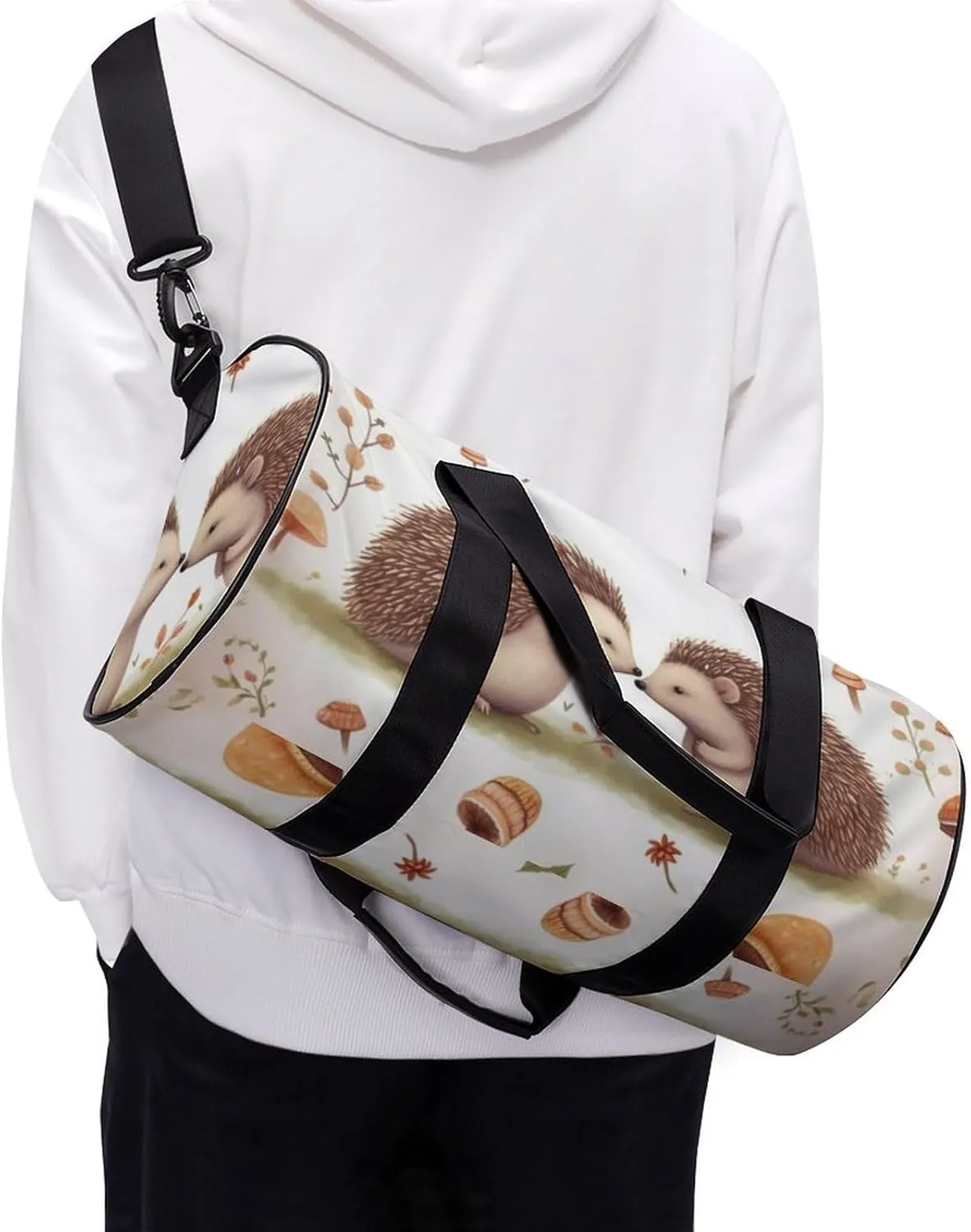 Sports Gym Bag for Women Men Travel Duffel Bag Tote Weekender Bag Nature Lovely Hedgehog Lovers Carry on Overnight Bag for Travel Swimming Fitness Workout Sports Duffle Bag