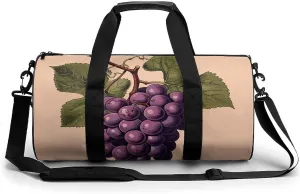 Sports Gym Bag for Women Men Travel Duffel Bag Tote Weekender Bag Purple Grape Pictures Carry on Overnight Bag for Travel Swimming Fitness Workout Sports Duffle Bag