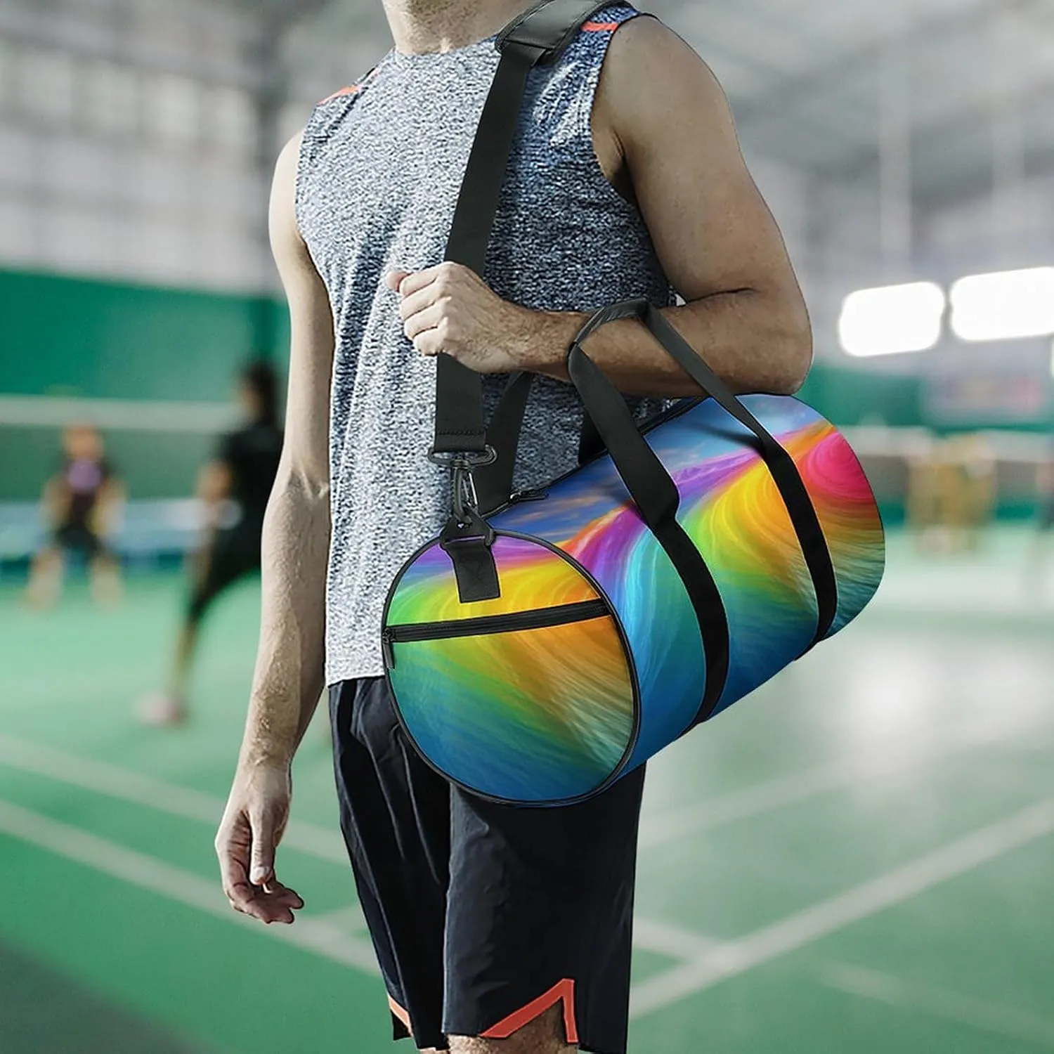 Sports Gym Bag for Women Men Travel Duffel Bag Tote Weekender Bag Rainbow Ocean Carry on Overnight Bag for Travel Swimming Fitness Workout Sports Duffle Bag