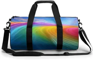 Sports Gym Bag for Women Men Travel Duffel Bag Tote Weekender Bag Rainbow Ocean Carry on Overnight Bag for Travel Swimming Fitness Workout Sports Duffle Bag